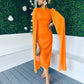 Camilla Cape Detail Occasion Dress Orange