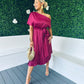 Enya Pleated Occasion Dress Wine