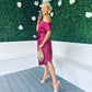 Enya Pleated Occasion Dress Wine