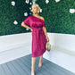 Enya Pleated Occasion Dress Wine