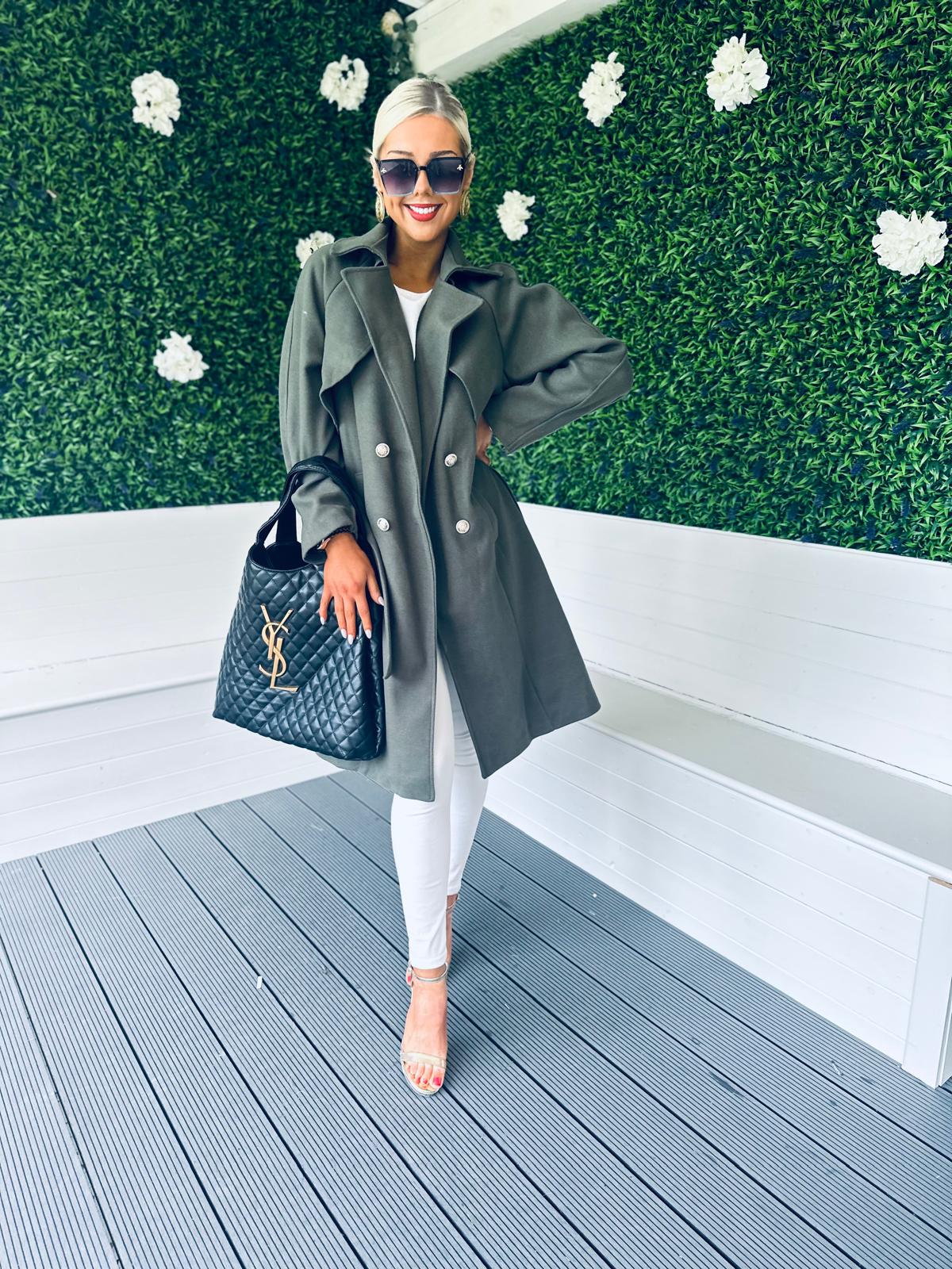 Longline khaki coat best sale