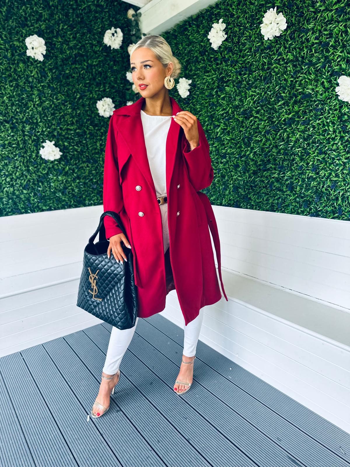 Patricia Belted Longline Coat Ruby