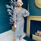 Landan V Neck Long Sleeves Maxi Dress In Stripe