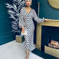 Landan V Neck Long Sleeves Maxi Dress In Stripe