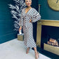 Landan V Neck Long Sleeves Maxi Dress In Stripe