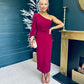 Kirsten One Shoulder Occasion Midi Dress Burgundy