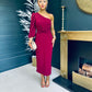 Kirsten One Shoulder Occasion Midi Dress Burgundy