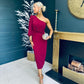 Kirsten One Shoulder Occasion Midi Dress Burgundy