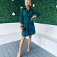 Kira Belted Mini Shirt Dress Animal Green