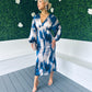 Landan V Neck Long Sleeves Maxi Dress Embellished Blue