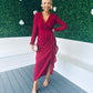 Bria Gathered Maxi Dress Wine