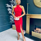 Bless Halter Neck Red Side Split Midi dress