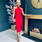 Bless Halter Neck Red Side Split Midi dress