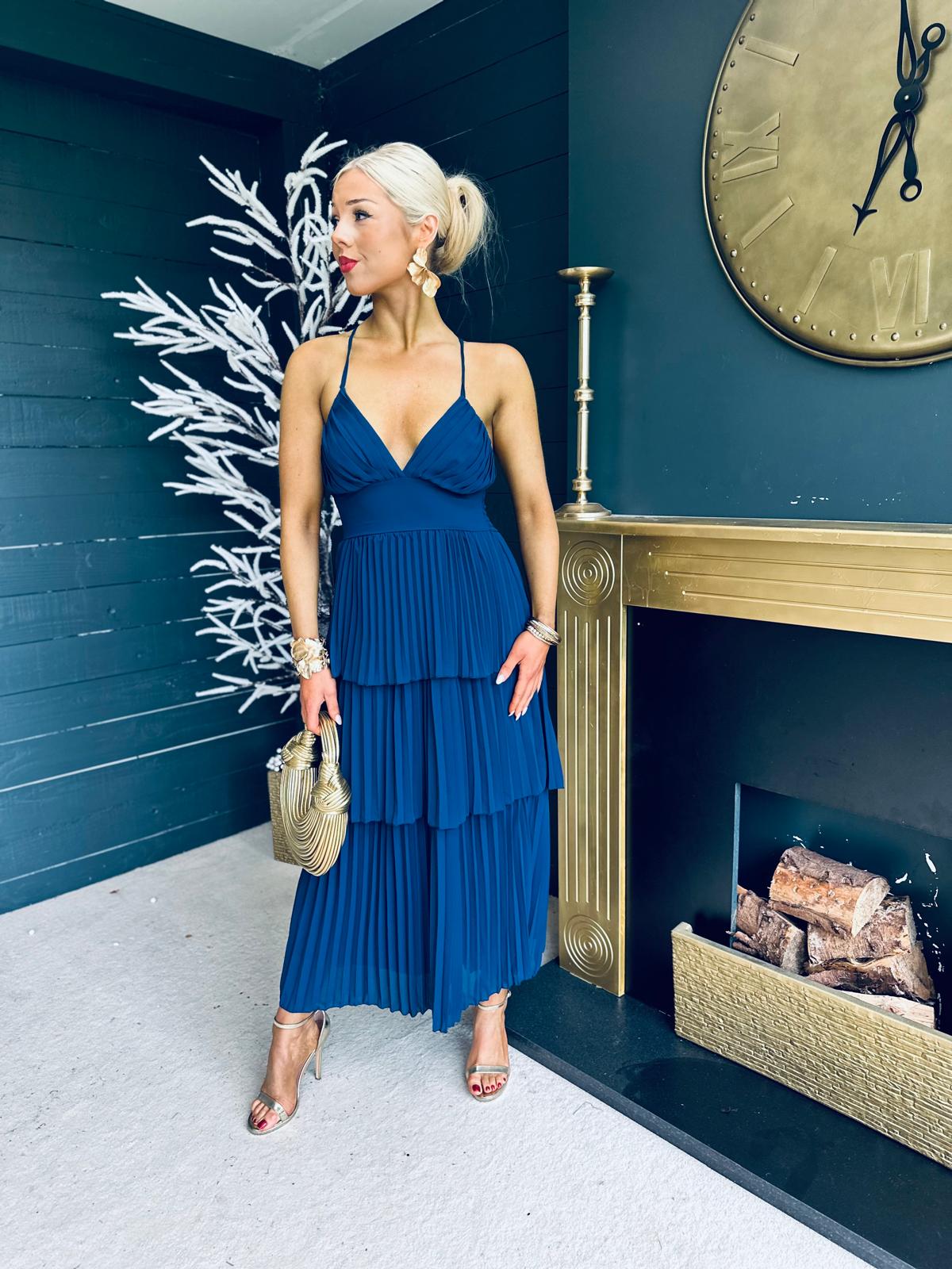 Fiadh Layered Midi Dress Navy