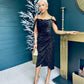 Camila Velvet Foil Wrap Over Midi Dress Gold and Black