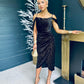 Camila Velvet Foil Wrap Over Midi Dress Gold and Black