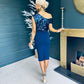 Lora Sequin Asymmetric Midi Dress Navy