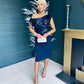 Lora Sequin Asymmetric Midi Dress Navy