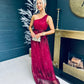 Shauna Sequin Occasion Dress Burgundy