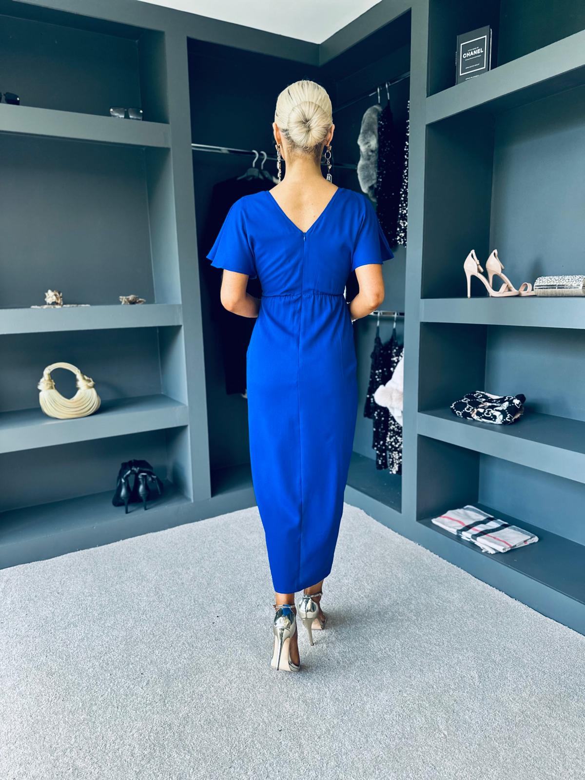 Preslee Detailed Midi Dress In Royal Blue