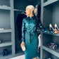 Trinity Sequin Occasion Midi Dress Forest