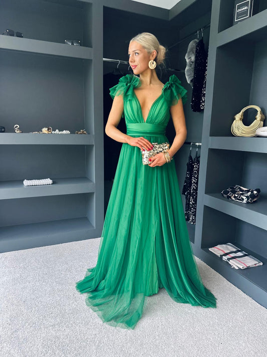 Francesca Tulle Maxi Dress Green