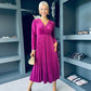 Riadh Pleated Velvet Dress Plum