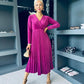 Riadh Pleated Velvet Dress Plum