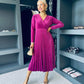 Riadh Pleated Velvet Dress Plum