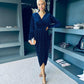 Brianna Embellished Midi Dress Navy