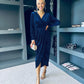 Brianna Embellished Midi Dress Navy