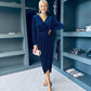 Brianna Embellished Midi Dress Navy