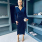 Brianna Embellished Midi Dress Navy