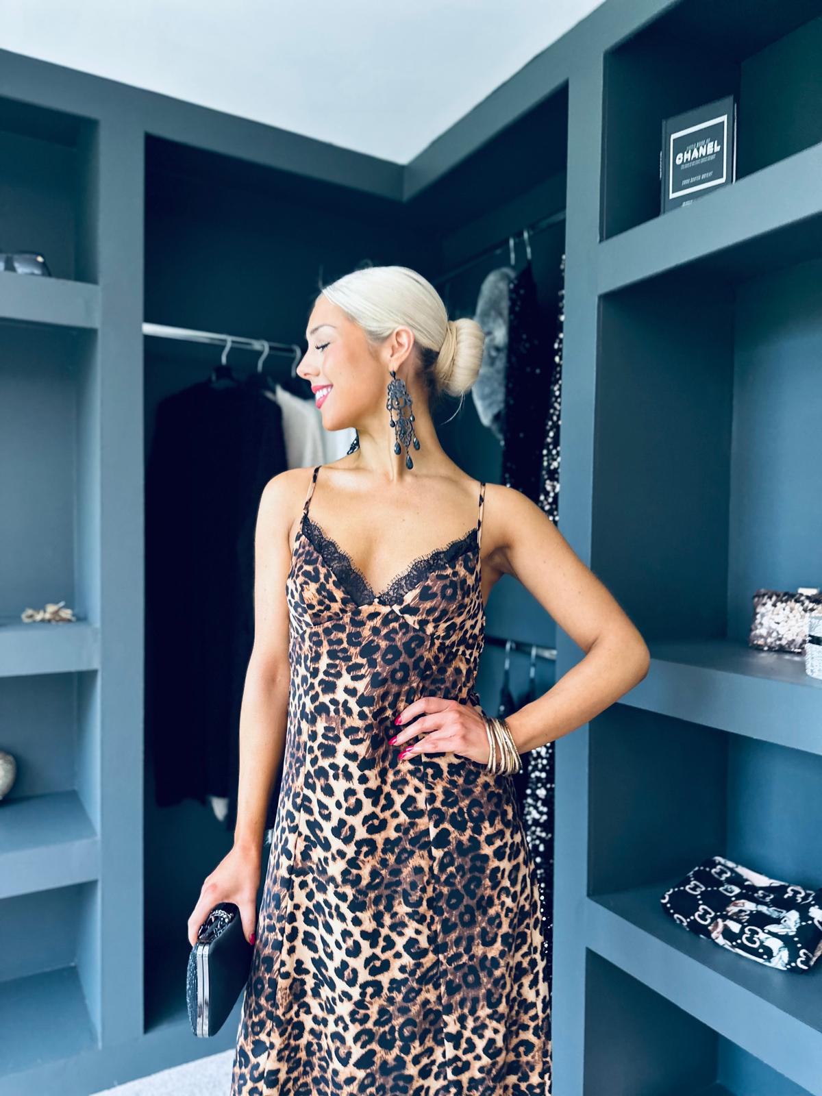 Valentina Dace Detail Maxi Dress Leopard