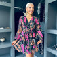 Kim Long sleeve Floral Tiered Mini Dress