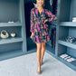 Kim Long sleeve Floral Tiered Mini Dress