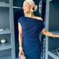 Ariana Asymmetric Midi Dress Navy