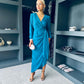 Bria Gathered Maxi Dress Teal