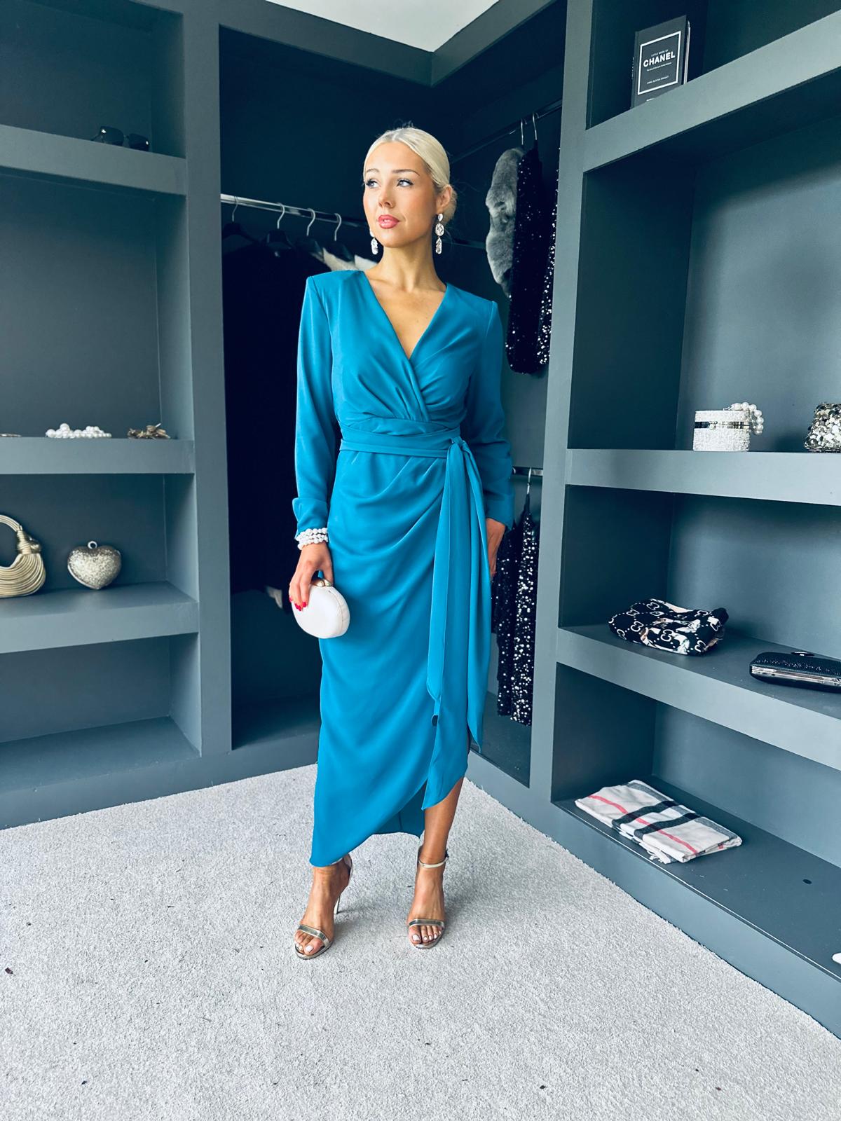 Bria Gathered Maxi Dress Teal