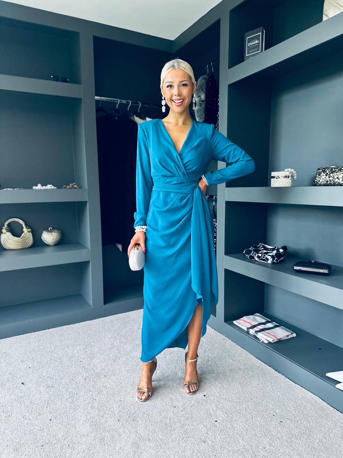 Bria Gathered Maxi Dress Teal