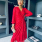 Jemma Sequin Wrap Midi Dress Red