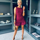 Mandy Detailed Mini Dress Burgundy