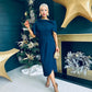 Hilary Detailed Occasion Dress Navy