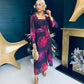 Meabh Square Neck Midi Dress Red Purple Floral