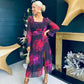 Meabh Square Neck Midi Dress Red Purple Floral