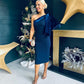 Daniella Velvet Detail Occasion Dress Navy