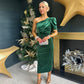 Katie One Shoulder Velvet Occasion Dress Green