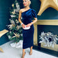 Katie One Shoulder Velvet Occasion Dress Navy