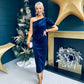 Katie One Shoulder Velvet Occasion Dress Navy