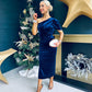 Katie One Shoulder Velvet Occasion Dress Navy